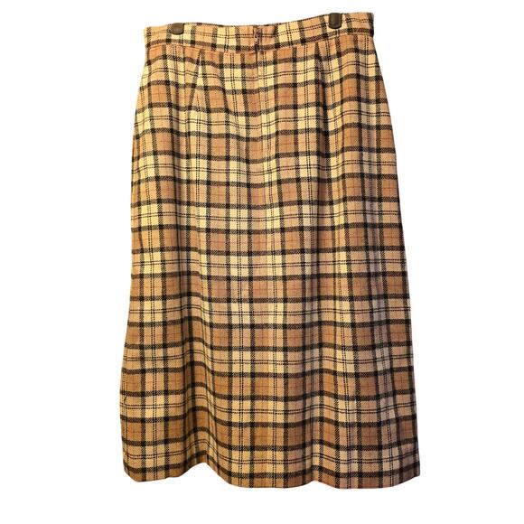 vintage Panther wool blend plaid pleated midi skirt - Picture 2 of 3